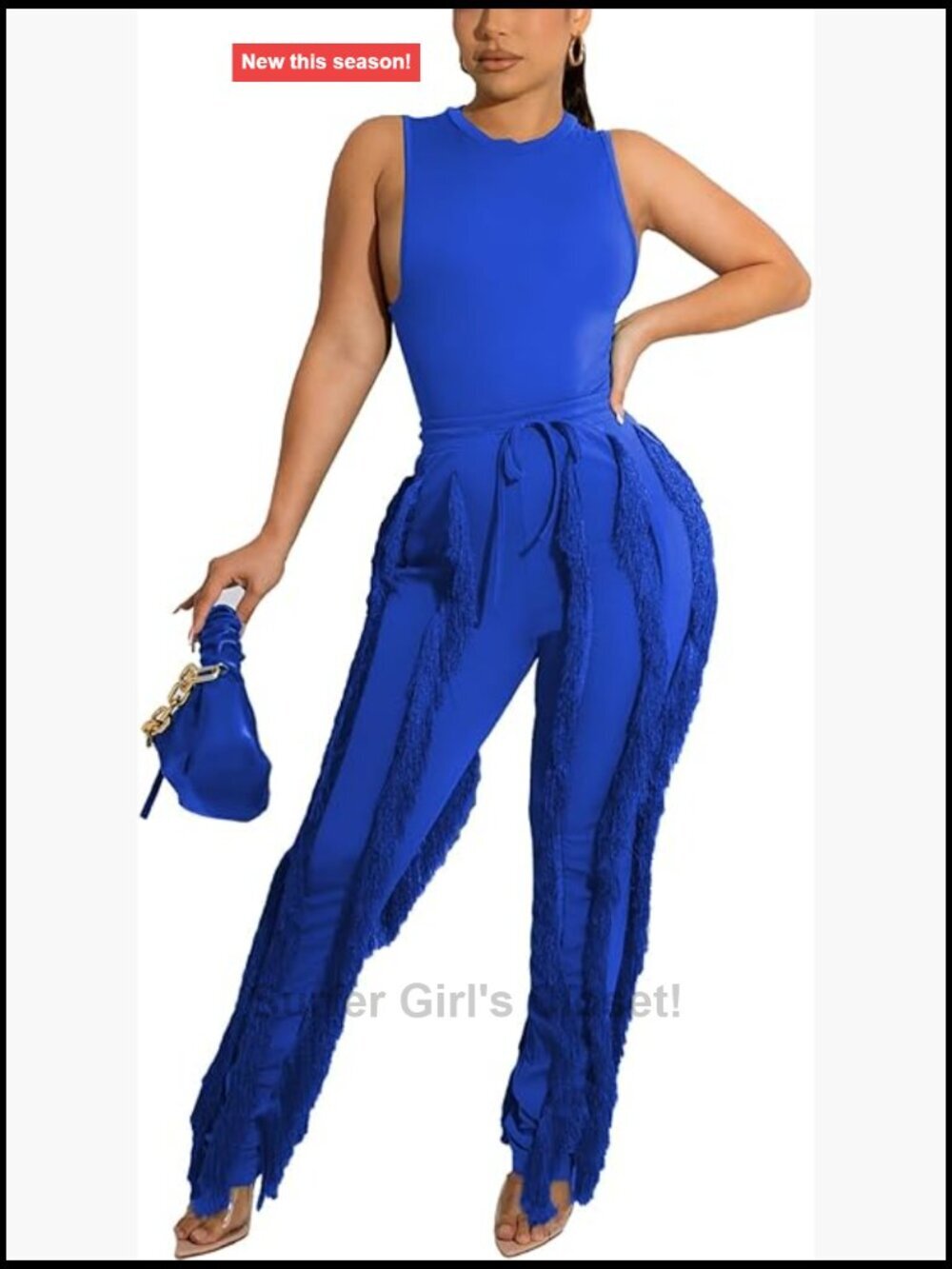 Sexy Fringe Pants 2 Piece Set Jumpsuit Club Going Out Party Night Outfit